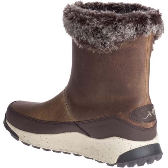Chaco ‘Borealis’ Mink & Leather Mid Waterproof Boot in Brown & Cream Size 6 - Picture 14 of 15